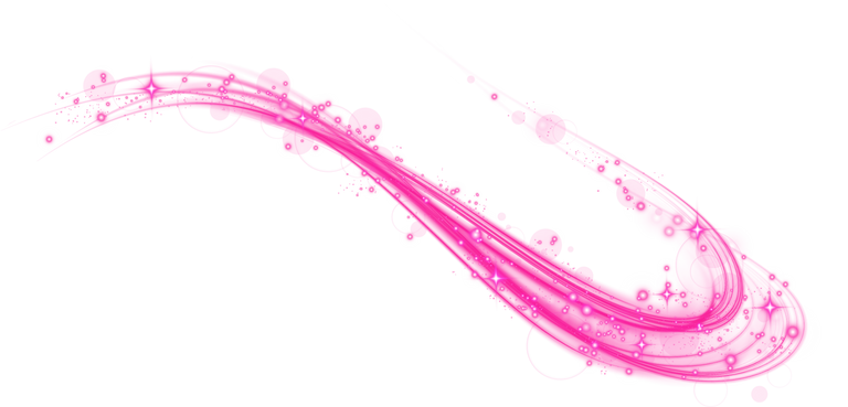 Pink magic spirals with sparkles. Pink light effect. Glitter particles with lines. Swirl effect.